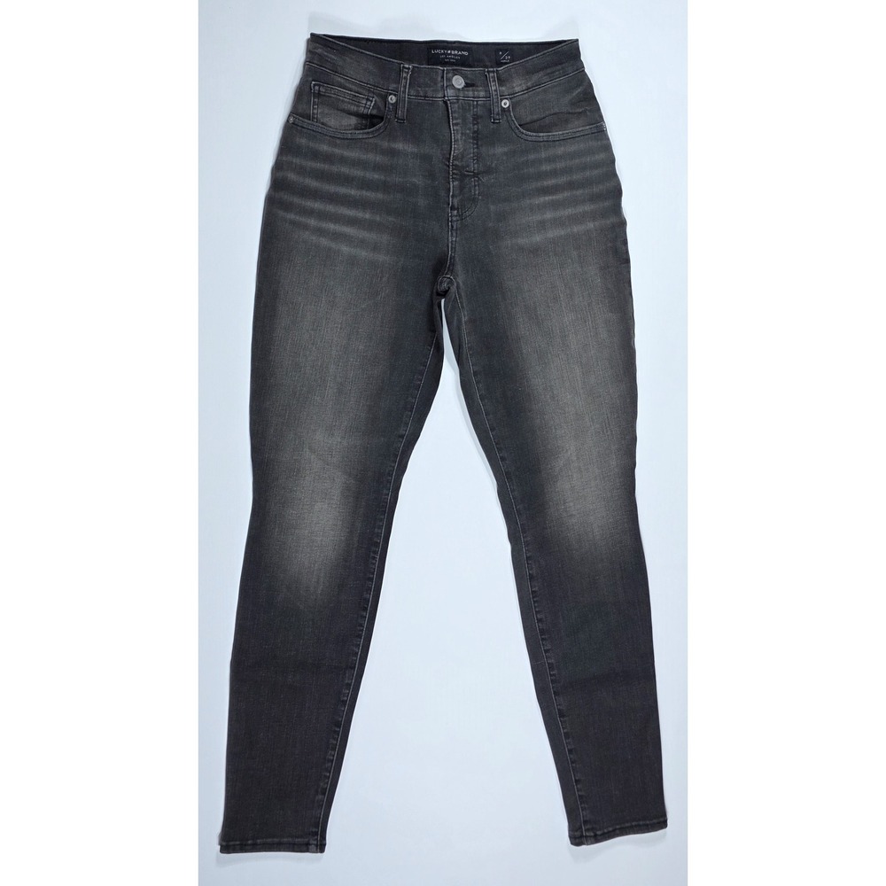 Lucky Brand Bridgette High Rise Skinny Ankle Jeans 8/29 Gray Black Denim